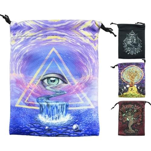 Tarot Card Storage Bag Velvet Double Sided Print Drawstring Bag Board Game Card Drawstring Package Board Game Tarot Bearable