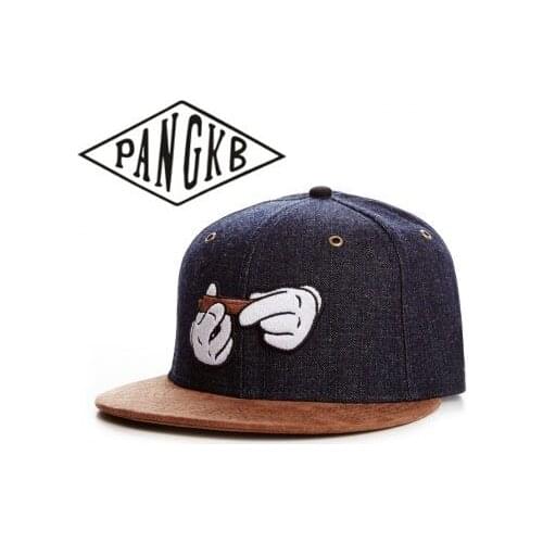 PANGKB Brand Roll Hands Cap blue denim brown suedegold bone hip hop snapback hat men women adult outdoor casual sun baseball cap