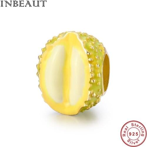 Authentic 100% 925 sterling silver durian beads fashionable charm fit original pandora bracelet women DIY accessories jewelry