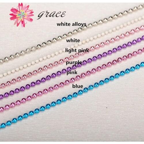 6m/lots Copper Iron Metal Ball Bead chains Bulk Link Colorful For Diy Jewelry Making Findings Clothes Necklace Crafts Decoration
