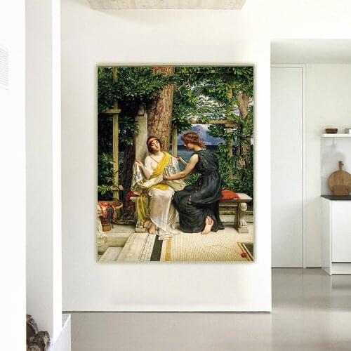 Citon Edward John Poynter《Helena And Hermia》Canvas Oil Painting Artwork Poster Picture Wall Decor Home Living room Decoration