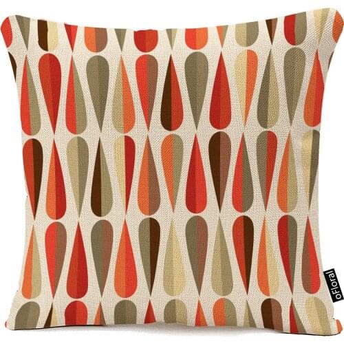 OFloral Throw Pillows Covers Mid Century Modern Style Retro with Drop Shapes in Tones Abstract Cushion Cover Home Pillowcases