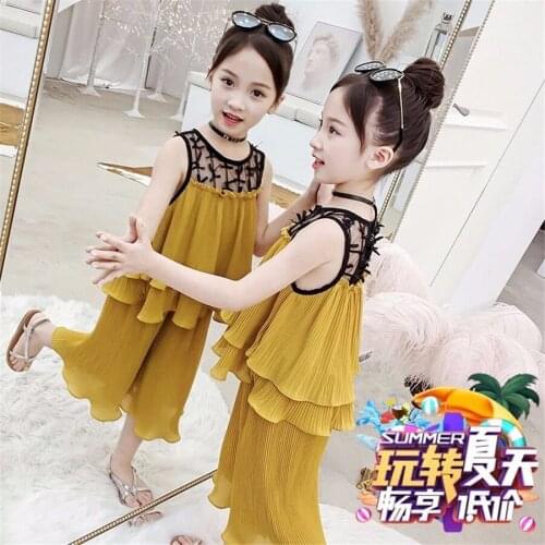 Children Clothing 2020 Summer Toddler Girls Clothes T-shirt+Chiffon Pant Outfit Kids Tracksuit Sport Suit For Girl Clothing Sets