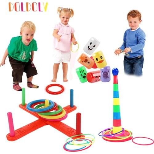 DOLDOLY Rainbow Circle Ferrule Stacked Layers Throwing Parent-Child Interactive Game Educational Indoor Toy Outdoor Fun Toys Kid