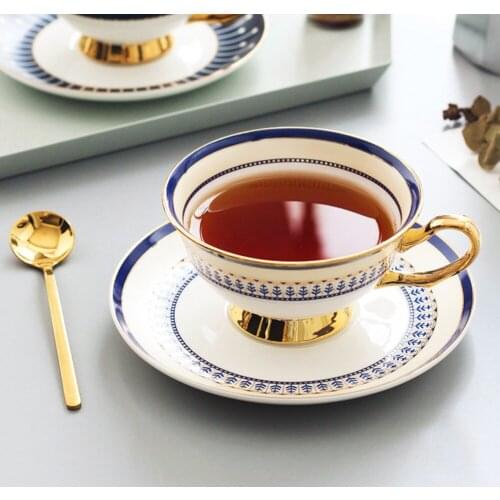 Elegant English In Ceramic Cup Coffee Cup Evening Tea Cup Household Drink 1 cup 1 spoon 1 dish