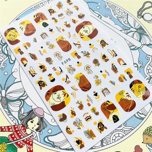 F-698 F-699 Flower leaf female girl 3D Back glue Nail Art Stickers Decals Sliders Nail ornament decoration