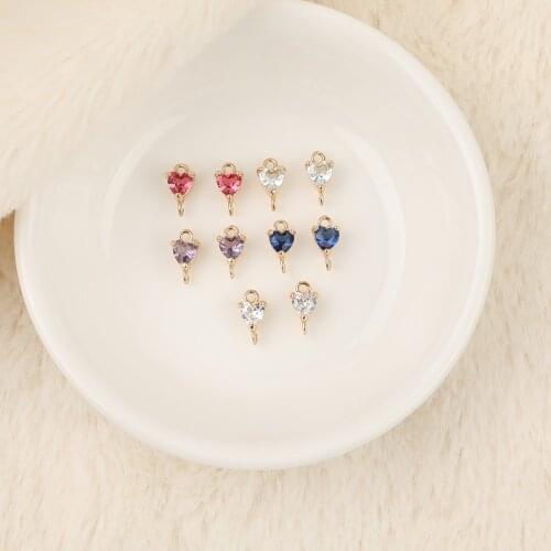HAOSAW 10Pcs 5*9MM Earrings Findings & Components/Hand Made/Heart Shapes/Connector/CZ Charms/DIY Making/Jewelry Accessories