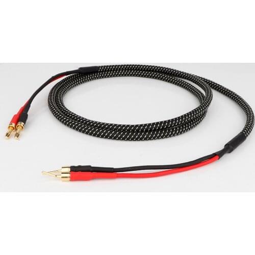 Pure copper loudspeaker cable, HIFI Banana plug to pin plug speaker cable, Center Audio Speaker cable