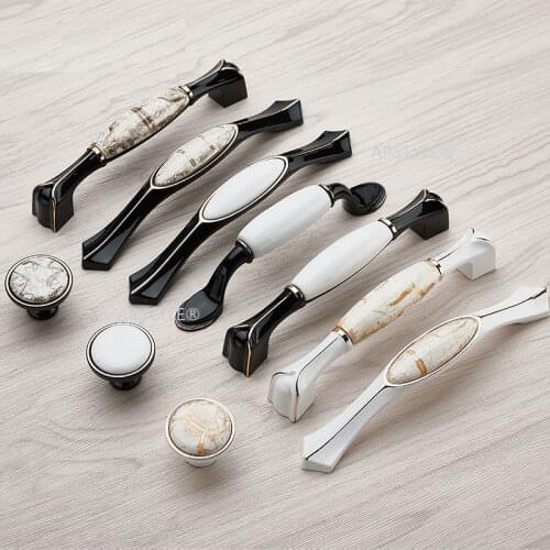 Zinc Alloy Ceramic Nordic Style Closet Dresser Hardware Cabinet Kitchen Knob 96mm/128mm Drawer Cupboard Pull