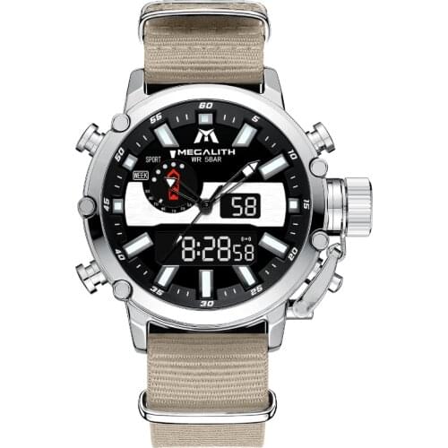 MEGALITH Mens Nylon Strap Waterproof Watches Luminous Business Multifunctional Gents Watch Fashion Sport Quartz Wristwatches Men