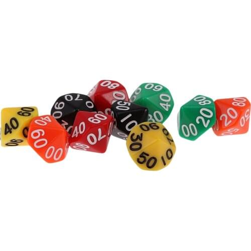 10 Pieces of Ten-sided D10(00-90) Dice Playing D&D RPG Board Game Favours