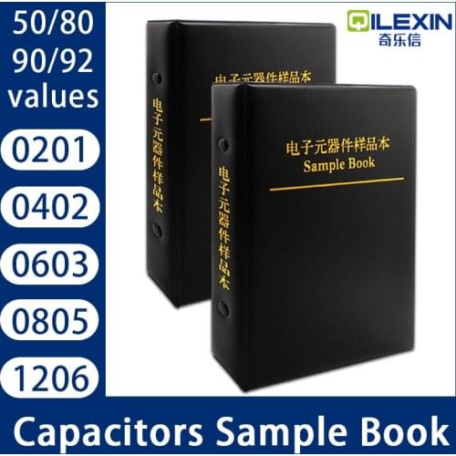 SMD Capacitor Sample Book Capacitors Kit 0201 0402 0603 0805 1206 Chip Assortment Pack 80/90/92values 25 50 pcs