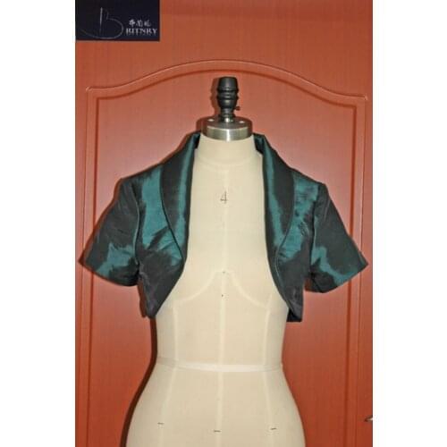 Newest Wedding Cape Short Sleeve Wedding Bolero Jacket Taffeta Evening Jacket Real Photos Wraps