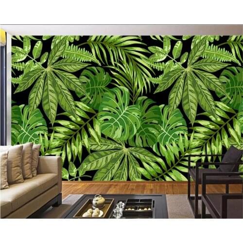 Beibehang papel de pared Custom wallpaper 3d murals Southeast Asian style green palm tree leaves art mural background wall paper