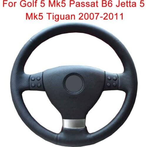Customized Original Car Steering Wheel Cover For Volkswagen Golf 5 Mk5 Passat B6 Jetta 5 Tiguan 2007-2011 Steering Wheel Wrap