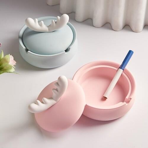 Ashtray with lid Nordic style ashtray female ashtray gift cute pink ashtray living room bedroom interior smokeless ashtray