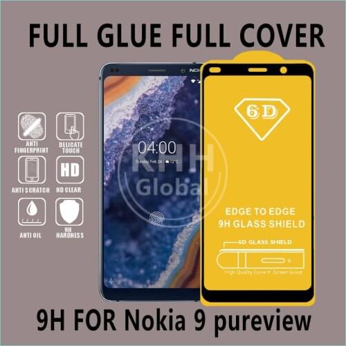 Full Glue Cover Tempered Glass For Nokia 9 Pureview Screen Protector Protective Black white Film