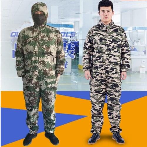 M-4xl Men Work Siamese Overalls Camouflage Dust-proof Clothing Anti-industrial Dust Breathable Deodorant Polishing Paint Covera