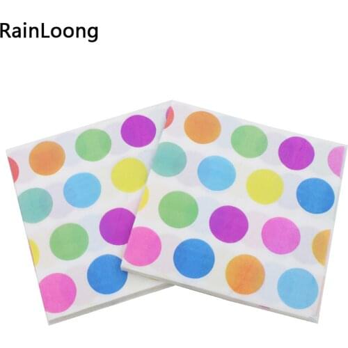 [RainLoong] Big ColorfulPolka Dot Paper Napkin Para Festas & Party Tissue Supply Party Decoration Paper 33x33cm 1 pack