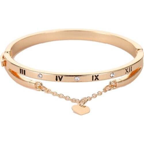 CHENFAN retro Roman love bracelet Bracelet for women Numeral Peach Heart Temperament Every Match women Bracelets Jewelry present