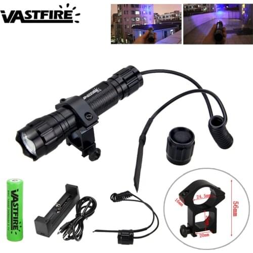 5000lm Q5 LED USB Rechargeable Flashlight Green/Red/UV Torch Powerful Lanterna+Gun Mount+18650+Pressure Switch+Charger