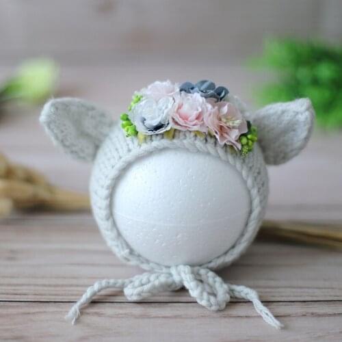 Knitted Baby Animal Bonnet Photography Prop Newborn Teddy Bear hat for Christmas Gift Santa Claus Outfit