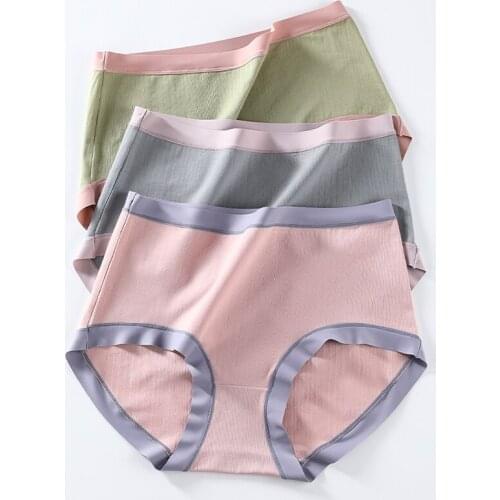 Woman Sexy Cotton Panties Large Size High Waist Graphene Antibacterial Panties lady Cotton vibrant color Briefs Female Underwear