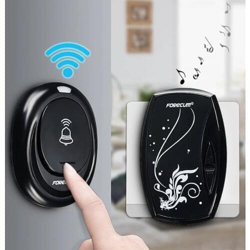 Waterproof Wireless Doorbell 100m Range US EU Plug-in Home Intelligent Door Bell 60 Chimes 1 Button 1 Receiver