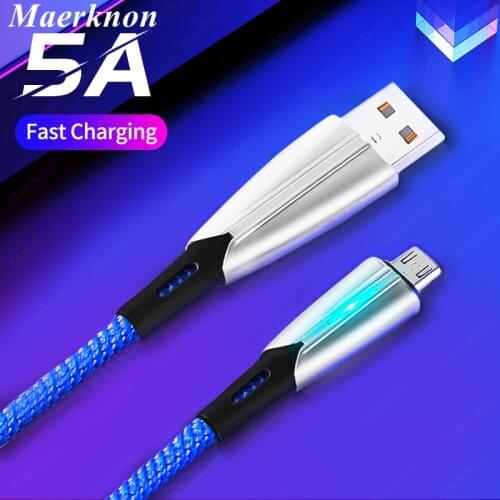 5A Micro USB Cable Fast Charging USB cables for mobile phones Charger Cable For xiaomi mi 10 Samsung S8 S7 LED Micro USB Cables