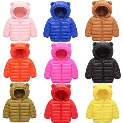 Baby Boys Girls Hooded Snowsuit Winter Warm Light Down Coats with Ear Windproof Jacket Clothing Outerwear