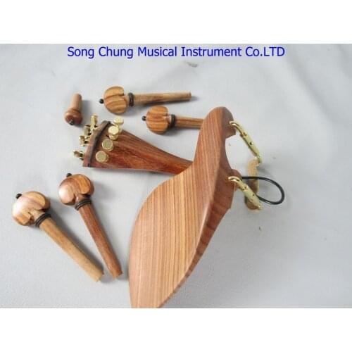 1 set rosewood violin fittings 4/4, fission golden chin rest clamps