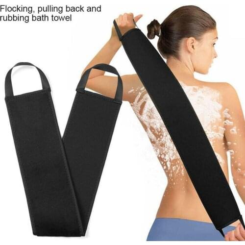1pc Bath Towel Long Strip Natural Exfoliating Cotton and Linen Body Scrubber Pull Back Towel Shower Towel