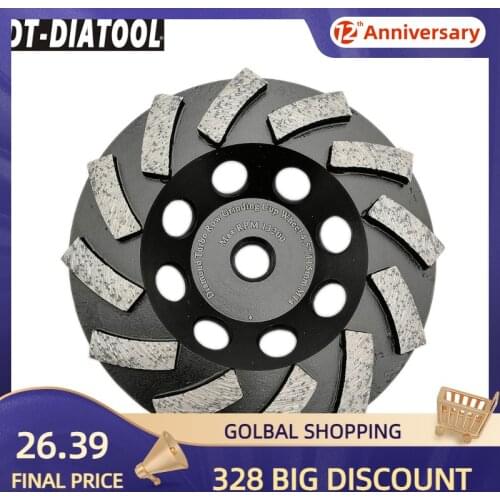 DT-DIATOOL 1pc M14 Thread Dia115mm/4.5inch Diamond Segmented Turbo Row Cup Grinding Wheel For Concrete Hard Stone Granite Marble