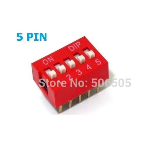 10pcs 5 Position 5Pin DIP Switch 2.54mm Pitch 2 Row 5P Slide DIP Switch