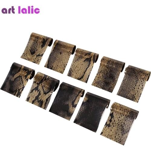 10 Pcs Snake Veins Nail Foil Set 60*2.5cm Khaki Black Skin Nail Art Transfer Sticker Laser DIY Manicure Sexy Stylish Decals