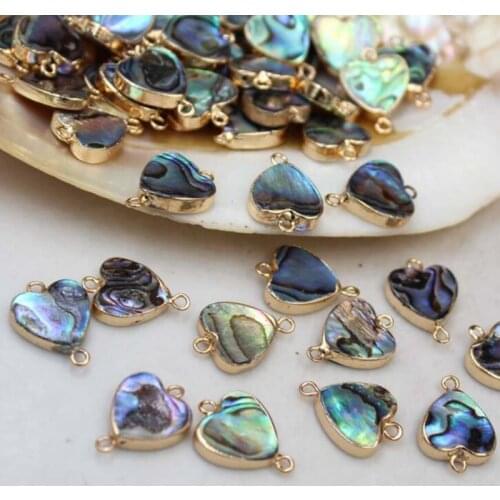 100% Nature Abalone Shell Heart Shaped Shell Charms Pendants Connector For DIY Necklace Earrings Jewelry Making Accessories