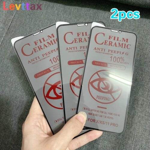 2Pcs/lot Fashion 100% Soft Ceramic Anti-spy Screen Protector For iPhone 12 11 Pro Max X XR XS Max SE2020 6 7 8 Plus Privacy Film