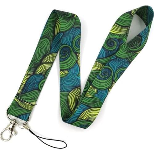 30pcs Vintage Green Thread pattern Keychain Lanyards Id Badge Holder ID Card Pass Gym Mobile Phone Badge Holder Key webbings