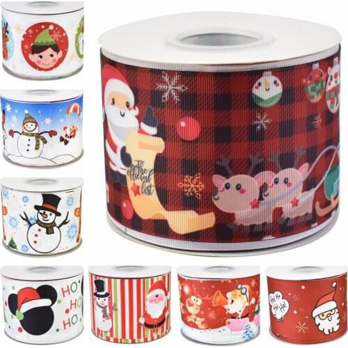 50mm 50yards heat transfer printed Christmas grosgrain ribbon welcome custom printed wholesale
