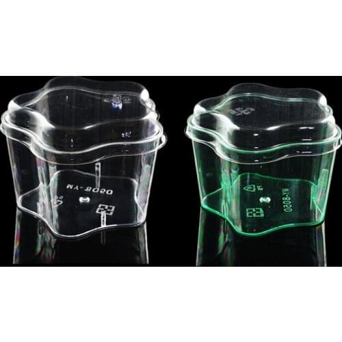 50pcs High quality green/transparent flowers ice cream cup 185ml birthday wedding party dessert decoration plastic cup with lid