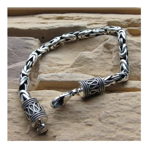 8MM Handmade 990 Silver Longevity Bracelet Good Luck Bracelet Sterling Silver Pure Silver Bracelet Jewelry Gift