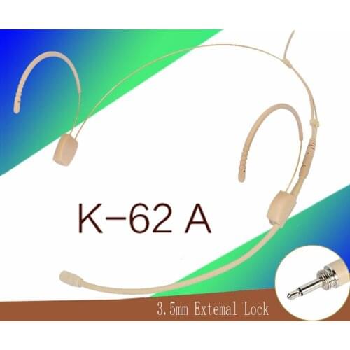 Beige Screw Thread 3.5mm Plug Headworn Headset Microphone Dual Ear Hook Headband Mic Microfone For Wireless BodyPack Transmitter