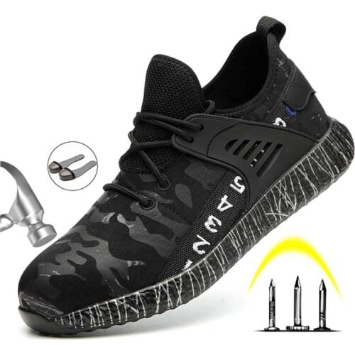 2021New Safety Work Boots Shoes for Men Light Weight Anti-smashing Steel Toe Work Boots Male Construction Safety Shoes Sneakers