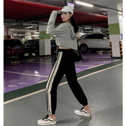 Black High-waist Loose Women Pants Slim Fit Casual Women Trousers Straight Sweatpants Harem Pants Running Jogger Pants