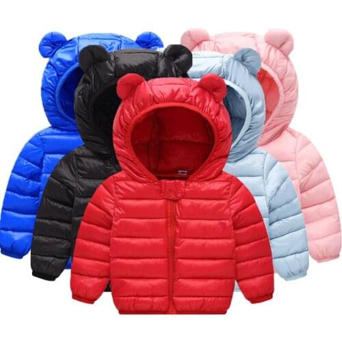 Childrens Jacket Autumn Winter Baby Girl Clothes Candy Color Boys Coat With Ear Hoodie Cotton Girl Clothes Clothing For Babies