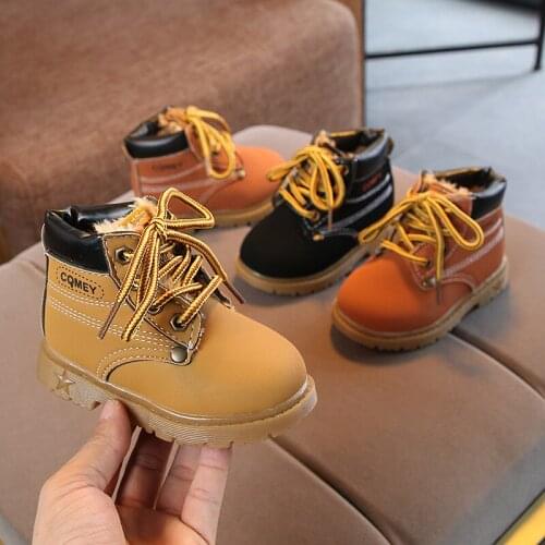 Children Outdoor Martin Boots Boys Wear-Resistant Shoes Baby Breathable Lightweight Shoes Girls Mid-Cut Shoes Size 21-30 HN20410