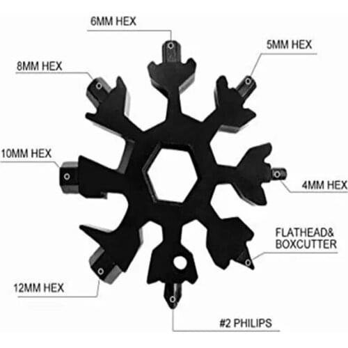 Hancent Small Gift EDC Keychain Pocket Tool 18 in 1 Snowflake Multi Tool