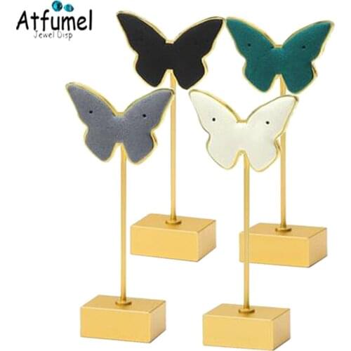 Fashion Metal Earrings Jewelry Display Stand Shelf With Microfiber Holder Live Room Counter Earrings Jewelry Display Prop Hanger