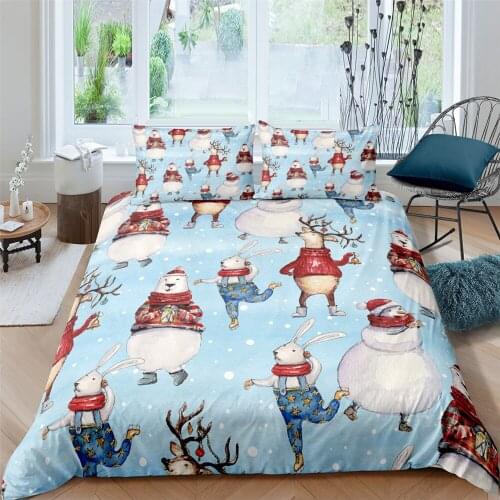 Cartoon Christmas Cute Animal Bedding Set All-purpose Size Duvet Cover Comforter Cover Pillowcase Bedroom Decor Bedding