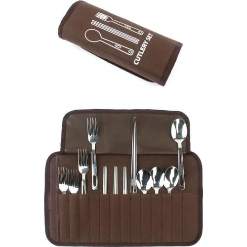Outdoor Tableware Set Camping Barbecue 4 People Outdoor Camping Tableware Portable Stainless Steel Picnic Bag